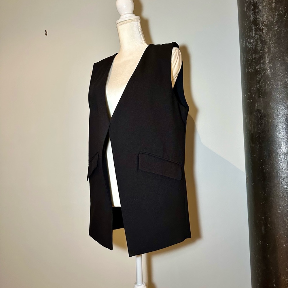 Zara Unstructured Vest, Black, Back Split, Drapes… - image 1